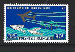 French Polynesia 1973 Air France World Tour Airmail Single MNH - Unused Stamps