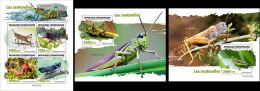 Centrafrica 2023, Animals, Grasshoppers, 4val In BF +2BF - Central African Republic