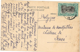 !!! CONGO, CPA DE 1921 DE KANSENIA POUR CHÂTEAU DE VENÉE (BELGIQUE) - Cartas & Documentos