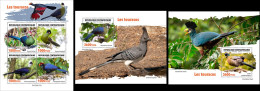 Centrafrica 2023, Animals, Turcos, 4val In BF +2BF - Uccelli Canterini Ed Arboricoli