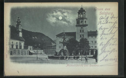 Mondschein-AK Salzburg, Michaeliskirche Und Residenz  - Autres & Non Classés