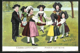 Präge-AK Kinder In Elsass-lothringische Trachten  - Kostums