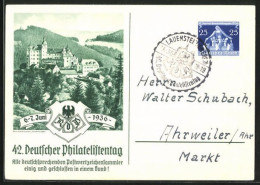 AK Lauenstein, 42. Deutscher Philatelistentag 1936, Schloss  - Timbres (représentations)
