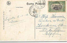 !!! CONGO, CPA DE 1913 DE LÉOPOLDVILLE POUR LIÈGE - Cartas & Documentos