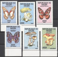 Niger 1991, Mushrooms, Butterfly, 6val - Niger (1960-...)