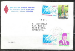 1996 To Lithuania With 1992 Aviation Technology Stamp - Airplane - Indonesië