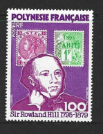 French Polynesia 1979 Rowland Hill Stamp Anniversary 100 Fr Single MNH - Unused Stamps