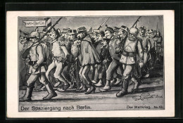 AK Französische Soldaten Als Kriegsgefangene Beim Spaziergang Nach Berlin  - Guerre 1914-18