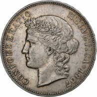 Suisse, 5 Francs, Helvetia, 1907, Bern, Argent, TTB+, KM:34 - Altri & Non Classificati