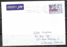1998 1.00c Cow And Sailing Ships Used To Lithuania - Storia Postale
