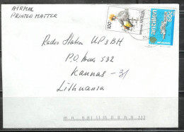 Curacao, 100c Bird Black Crowned Crane On 1997 Cover To Lithuania - Curaçao, Antille Olandesi, Aruba