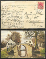 1912 Amsterdam Cancel 5 Cents Queen On Picture Postcard To USA - Brieven En Documenten