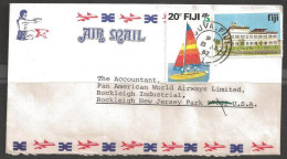 1982 20 Cents Sailboat - Suva (8 Apr) To New Jersey USA - Fiji (1970-...)