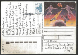 USSR 1992 Space Pair On Picture Postcard To USA - Lettres & Documents