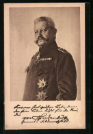 AK Paul Von Hindenburg In Uniform Mit Orden Und Eisernem Kreuz  - Historical Famous People