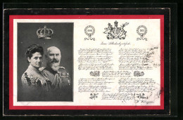 AK König Wilhelm II. Von Württemberg Mit Gemahlin, Silberhochzeit  - Royal Families