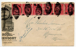 United States 1918 Special Delivery Cover; Chicago IL Hotel; Scott 492 - 2c. Washington - Coil Strip Of 6, Joint Line Pr - Storia Postale