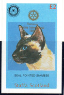 Rotary International 98 UK Scotland Staffa Cats Gold Overprint Siamese - Rotary Club