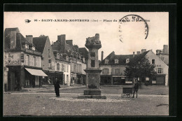 CPA St-Amand-Montrond, Place Du Marche Et Fontaine  - Saint-Amand-Montrond