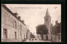 CPA Sancergues, Grande Rue Et Eglise  - Sancergues