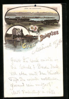 Lithographie Bad Schachen, Hotel Am Bodensee, Lindau Vom Aussichtsturm  - Lindau A. Bodensee