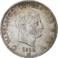 Italie, Napoléon I, 5 Lire, 1812, Milan, Argent, TTB, KM:10 - Napoleonic