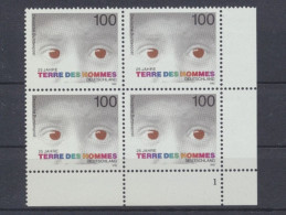 Deutschland, MiNr. 1585 4er Block, Ecke Re Unten, FN 1, Postfrisch - Unused Stamps