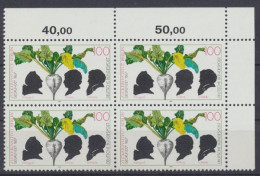 Deutschland (BRD), MiNr. 1599, 4er Block, Eckrand Rechts Oben, Postfrisch - Ungebraucht