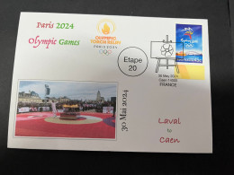 31-5-2024 (6 Z 37) Paris Olympic Games 2024 - Torch Relay (Etape 20) In Caen (30-5-2024) With Olympic Stamp - Eté 2024 : Paris