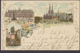 Lübeck, Post, Museum Und Dom, Geibel Denkmal - Eglises Et Cathédrales