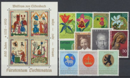 Liechtenstein, MiNr. 521-535, Jahrgang 1970, Postfrisch - Volledige Jaargang