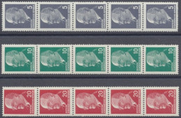 DDR, Michel Nr. 845 R, 846 R Und 848 R, 5er Streifen, Postfrisch - Unused Stamps