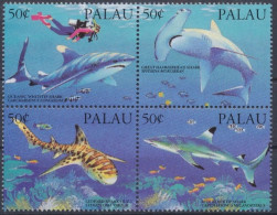 Palau, MiNr. 614-617 Viererblock, Haie, Postfrisch - Palau