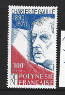 French Polynesia 1980 General De Gaulle Memorial 100 Fr Single MNH - Neufs