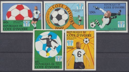 Elfenbeinküste, Fußball, MiNr. 552-556 B, Postfrisch - Ivory Coast (1960-...)