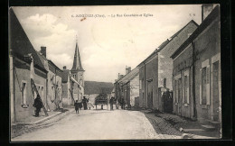 CPA Asnières, La Rue Gauchère Et Eglise  - Otros & Sin Clasificación