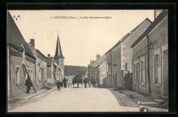 CPA Asnières, La Rue Gauchère Et Eglise  - Otros & Sin Clasificación