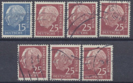 Deutschland (BRD), MiNr. 184 Y + 186 Y (6), Gestempelt - Used Stamps