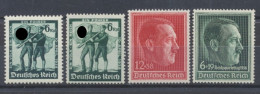 Deutsches Reich, MiNr. 662 + 663 + 664 + 672 X, Postfrisch - Ongebruikt