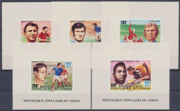 Kongo (Brazzaville), Fußball, MiNr. 614-618 B, 6 Bl., Postfrisch - Other & Unclassified