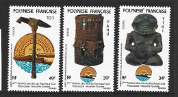 French Polynesia 1980 South Pacific Arts Festival Set Of 3 MNH , 34 Fr Creased - Ungebraucht