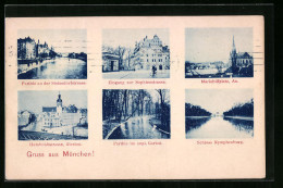 AK München, Giesing, Humboldtstrasse, Mariahilfplatz, Schloss Nymphenburg  - Muenchen