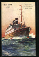 Künstler-AK Passagierschiff Belgenland Der Red Star Line In Stürmischer See  - Steamers