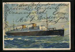 AK Passagierschiff Columbus Des Nordd. Lloyds Bremen Sticht In See  - Steamers