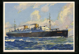 Künstler-AK Passagierschiff Columbus Des Nordd. Lloyds Bremen Sticht In See  - Steamers