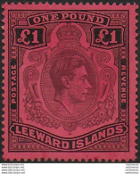 1938 Leeward Islands £ 1 Brown-purple And Black-red MNH SG N. 114 - Sonstige & Ohne Zuordnung