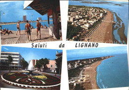 72351200 Lignano Fliegeraufnahme Strand Brunnen Lignano Pineta - Altri & Non Classificati