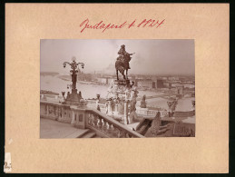 Fotografie Brück & Sohn Meissen, Ansicht Budapest, Blick Auf Burggarten Auf Die Stadt Mit Reiterdenkmal  - Places