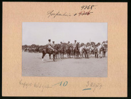 Fotografie Brück & Sohn Meissen, Ansicht Grossenhain, Befehls-Ausgabe - Husaren-Regiment Nr. 18  - Krieg, Militär