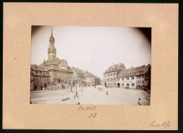 Fotografie Brück & Sohn Meissen, Ansicht Waldenburg I. Sa., Markt Mit Hotels Deutsches Haus, Goldener Löwe, Rathaus  - Lieux